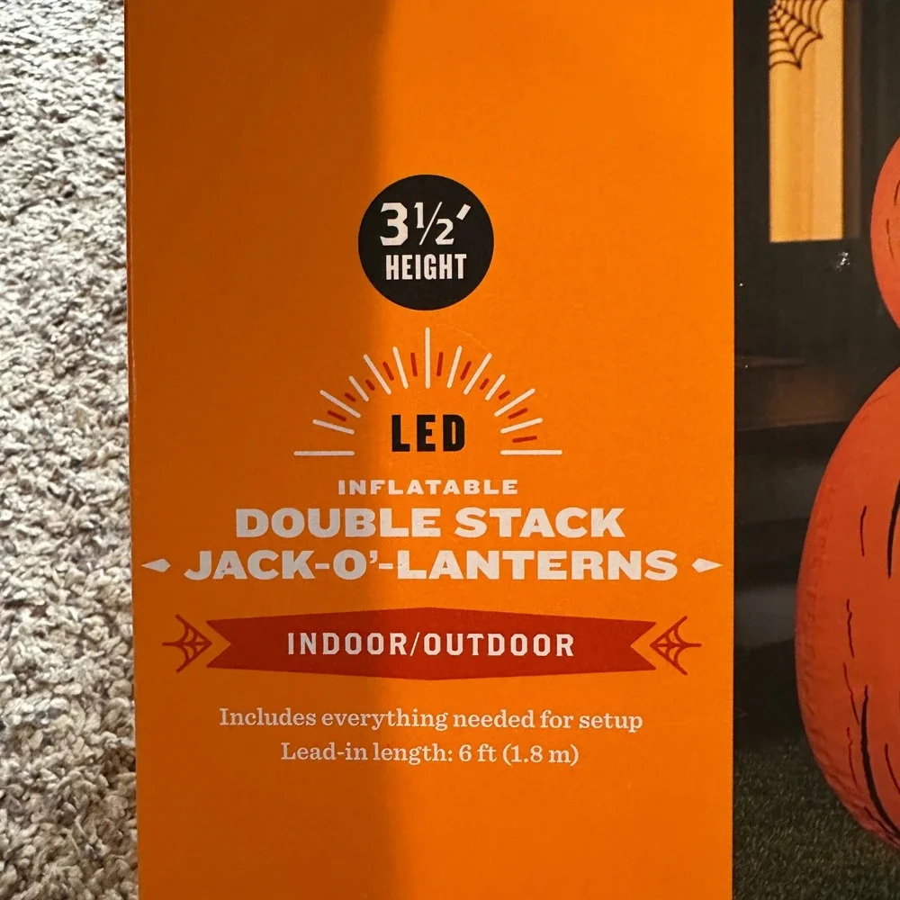 Hyde and Eek 3.5ft LED Inflatable Double Stack Jack-O-Lanterns Halloween Decor